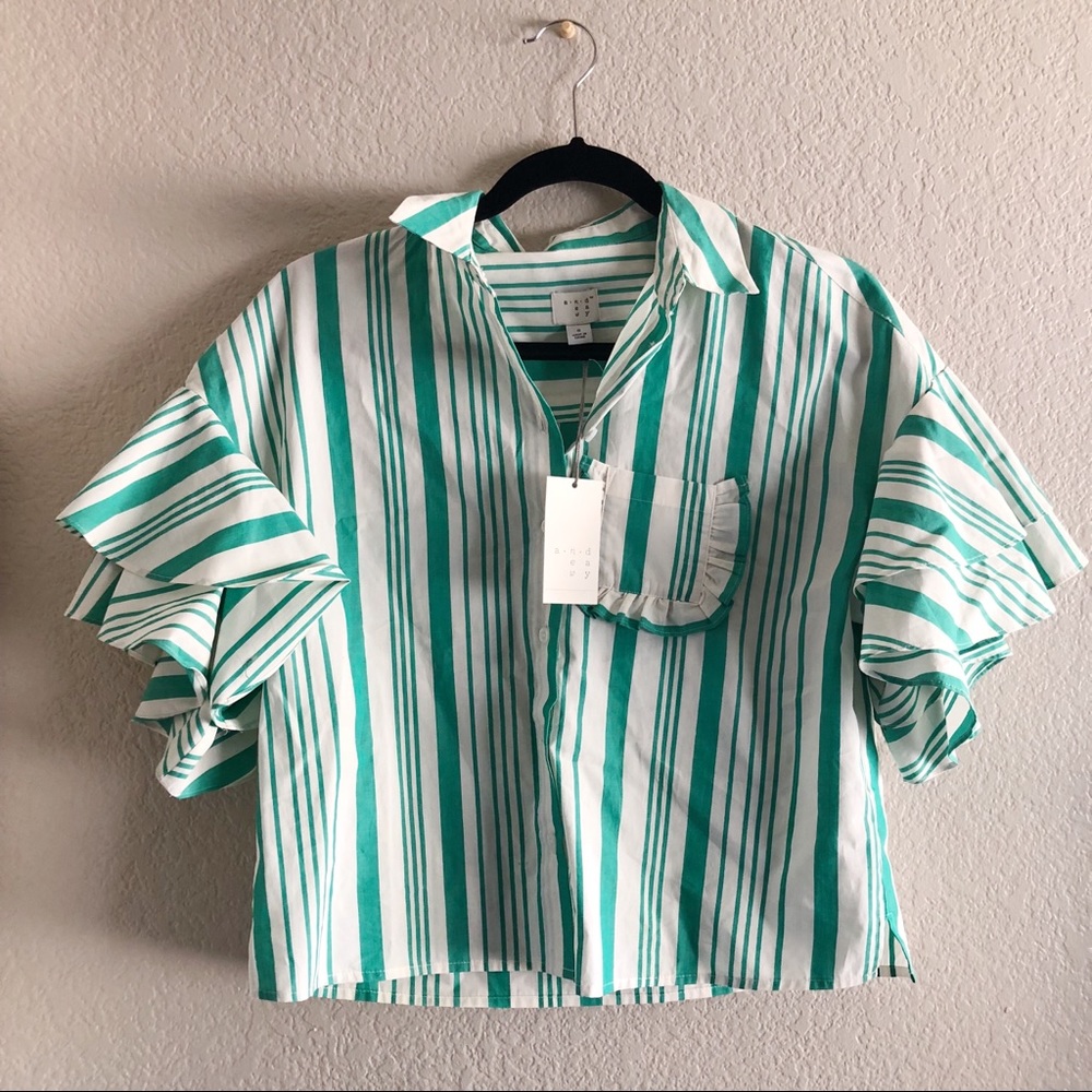 Collared striped button up shirt